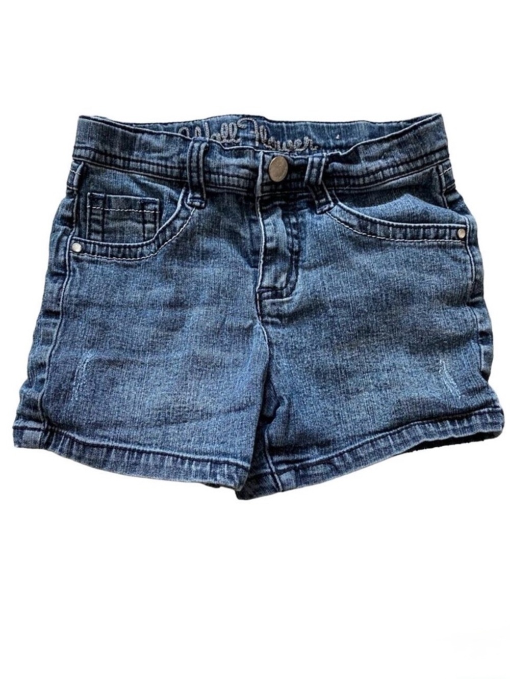 Wallflower Medium Wash Embroidered Studded Rhinestone Girl’s Jean Shorts Size 6X